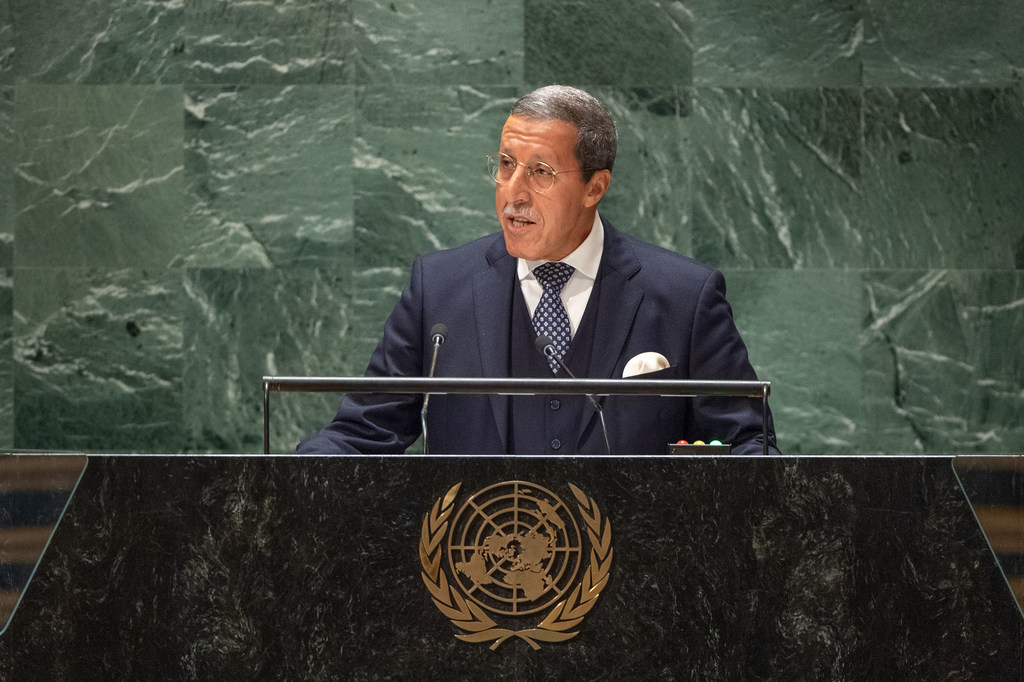 السفير عمر هلال، المندوب الدائم للمملكة المغربية لدى الأمم المتحدة يلقي كلمة بلاده أمام المناقشة السنوية للجمعية العامة للأمم المتحدة.